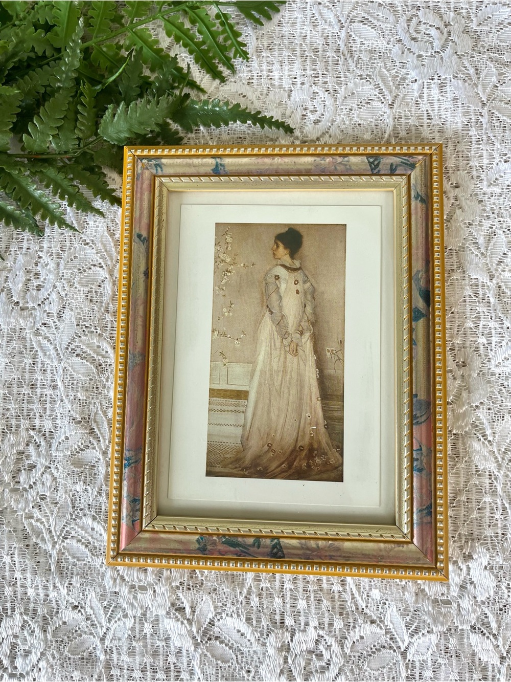 Vintage Framed Lady Postcard 5x7